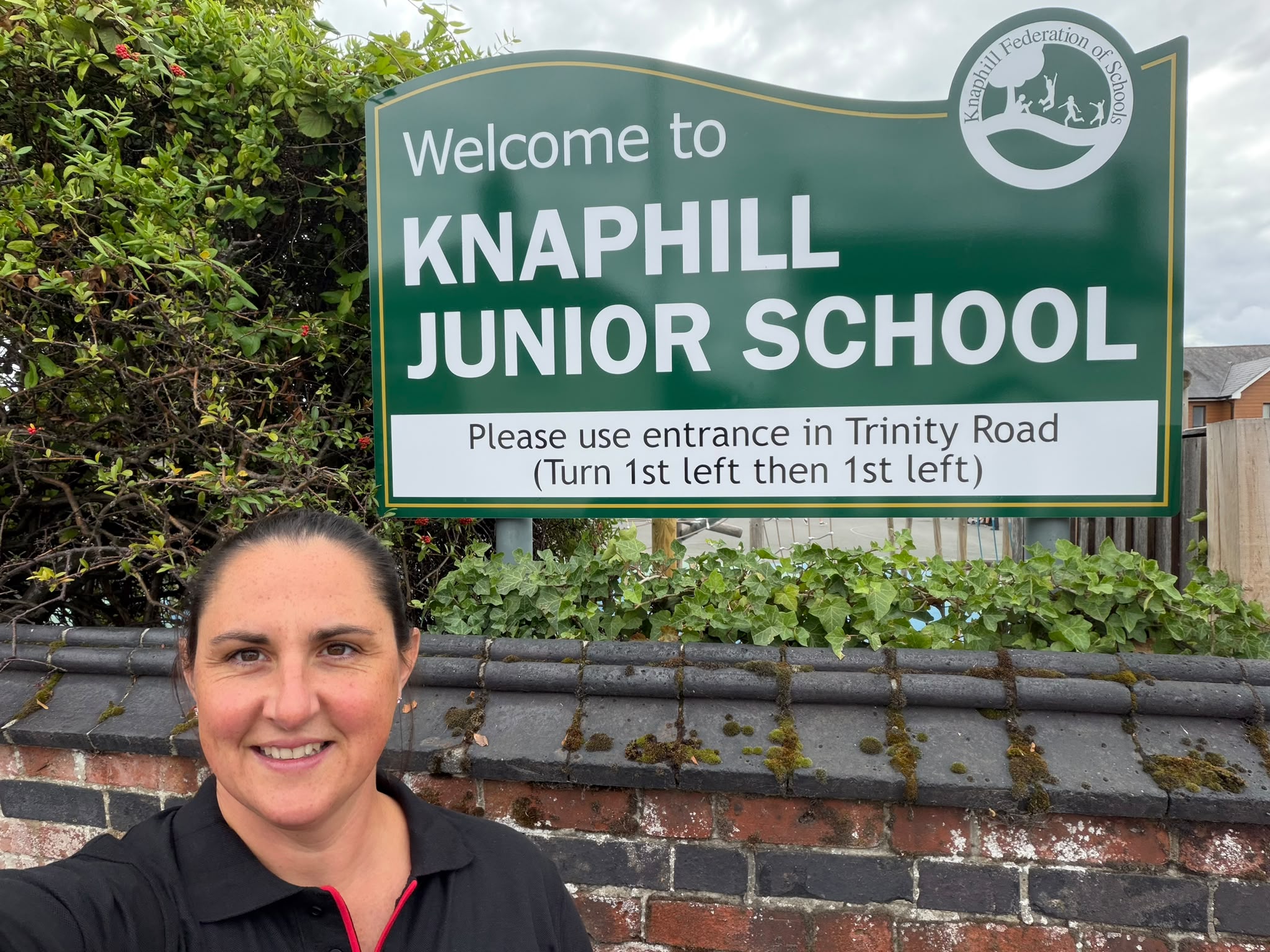Samantha Skillcorn outside Knaphill Junior School ahead of the Fighting Fitness Judo workshops